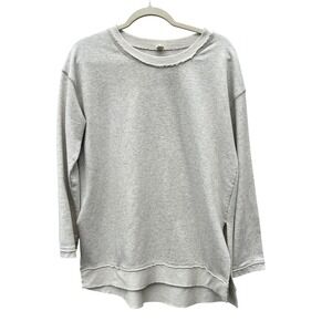 Wishlist Oatmeal Grey Raw Hem Sweatshirt Pullover Tunic Oversized S M Athleisure